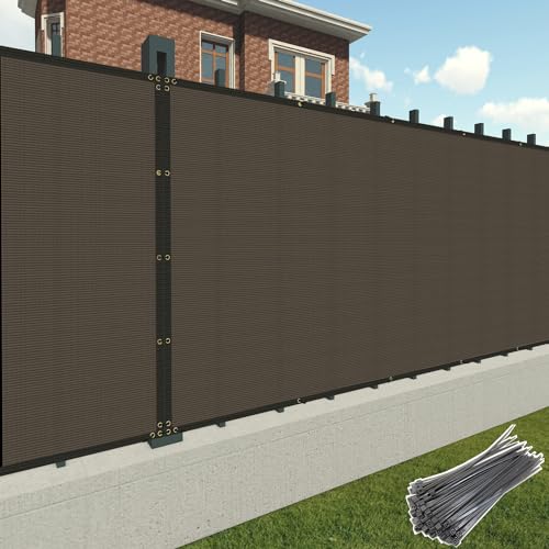 Patio Paradise 4' x 1' Brown Privacy Fence Screen Heavy Duty Fence Cover with Grommets, Mesh Shade Fencing Chain Link Temporary Fence Panels for Outdoor Balcony Deck Patio Backyard - color: Brown, size: 4' x 1'