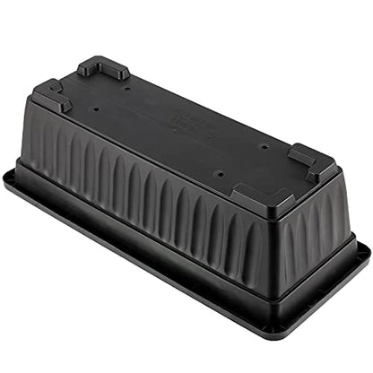 HAKZEON 6 Pack 17 Inches Plastic Flower Box Planters with Trays, Countryside Flower Window Boxes with 30 Plant Labels, Black Rectangular Vegetable Planters for Windowsill, Porch, Balcony, Garden - color: Black