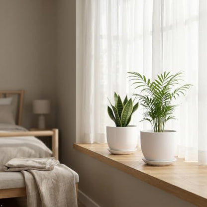Ceramic Plant Pots, White, 6.7 Inch, 2 Pack - size: 6.7 Inch 2 Pcs