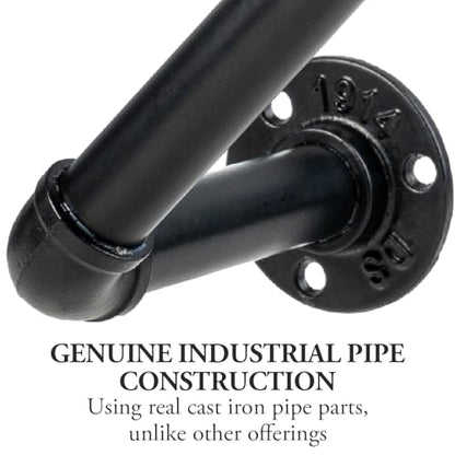 MyGift Black Metal Pipe Garden Hose Holder, Wall Mounted Hose Rack - color: Black