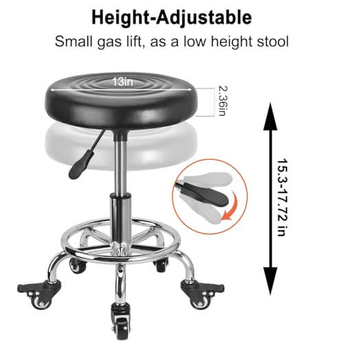FLOLXNB Rolling Stool Low Roller Seat PU Leather, Rolling Chair Height Adjustable, Garage Stool with Wheels for Manicure Mechanic Home Office Garage Shop (Style 3) - style: Style 3