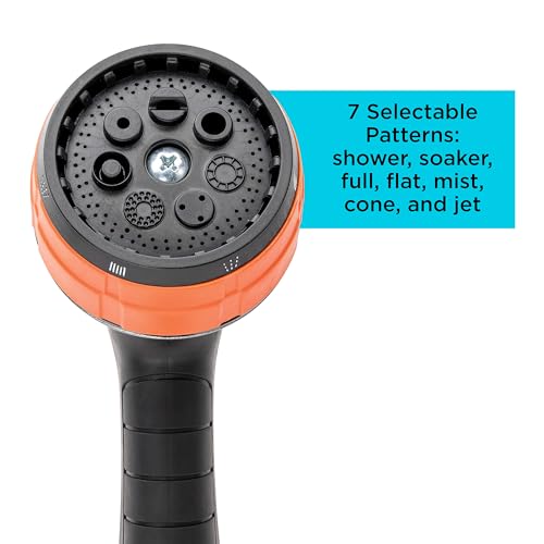 Black + Decker® Dial 7 Pattern Rear Trigger Garden Hose Nozzle – Durable, Versatile, Comfortable Grip Watering BD59577