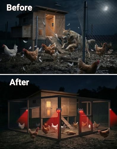 4 Pack Solar Nocturnal Animal Repeller, Humane Coyote Deterrent, Racoon Repellent Outdoor for Fox, Deer & Skunk, Waterproof Predator Lights for Chicken Coop, Farm & Garden