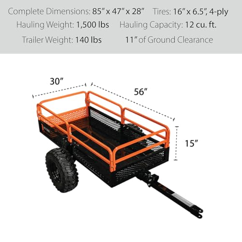 Impact Implements® 1500lb ATV/UTV/Tractor Cargo Trailer with Steel Floor - size: 1500lb Steel Floor