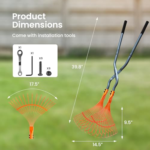 Leaf Grabbers for Yard Work, Leaf Picker Upper Grabber with Long Steel Handle & Wide Steel Claw, Cushioned Grip, Leaf Pickup Tools for Leaves, Lawn Clippings, Twigs Yard Waste