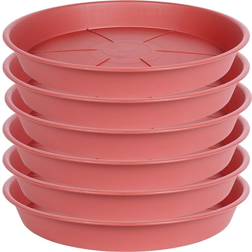 OVZILKI 6 Pack of Plant Saucer Tray 9 10 inch, Heavy Duty Plastic Pot Plant Drip Trays Saucers for for Indoors Outdoor, Plant Water Tray for Planters 9-10" (10", Clay) - color: Clay, size: 10" - 6 Pack