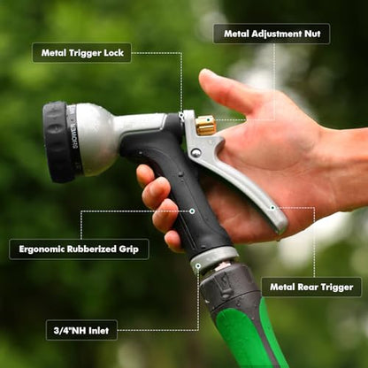 RESTMO Garden Hose Nozzle Heavy Duty, Rear Trigger Water Sprayer, Black - color: Black