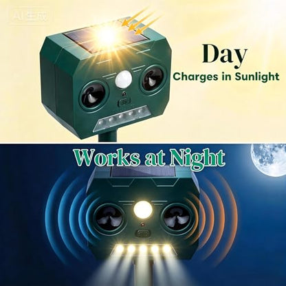 Solar Animal Repeller, PIR Sensor, Flashing Light, IP65 Waterproof, Yard