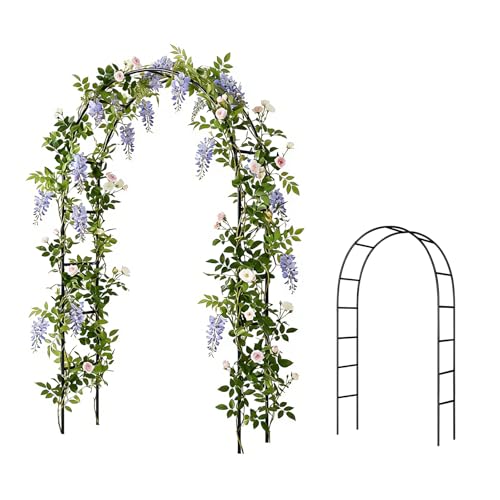 Iron Garden Arbor,7.9Ft H x4.6Ft W,Easy Assembly Arch for Climbing Plants & Wedding Decor - color: Black - Garden Arch 001