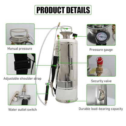 HOSTIC 1.5 Gallon Stainless Steel Sprayer Hand Pump Sprayer - size: 1.5 Gallon