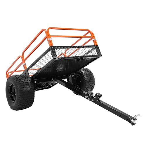 ALMULOO 2 Packages Heavy Duty ATV UTV Trailer Dump Cart 1500LBS Capacity Tow Behind Utility Cart with Removable Sides for Lawn Mower Tractor Garden