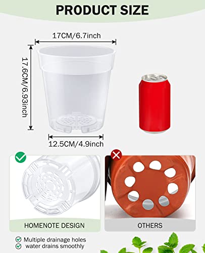 homenote 6.7 Inch Clear Plastic Nursery Pots with Drainage Holes (15 Pcs) - color: Clear, size: 6.7 Inch-15 Pack