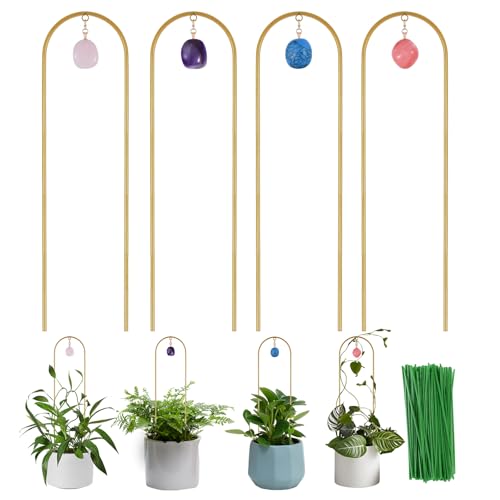 Wellsign Garden Small Plant Trellis for Climbing Plants Indoor Outdoor - color: Gold