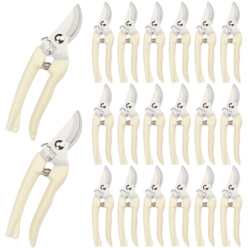 20 Pcs Garden Scissors for Plant, Tip Pruning Shears for Cutting Flowers, Trimming Plants, Bonsai and Fruits Picking (Bypass Blade Pruner) - style: 20 Pcs-White
