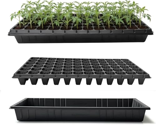 RooTrimmer 10 Pack 1020 Seed Starter Trays and 10 Pcs 72 Cell Plug Trays, Thick Durable Seedling Plastic Nursery Tray for TD538 1020 Tray Germination (10 Sets) - size: 72 Cells-shallow