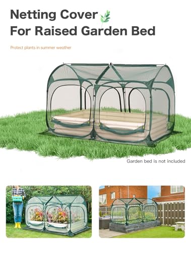 Poray Large 8.2x4FT Plant Netting Cover, Pop up Tunnel Crop Cage Gardening Net,Pest Guard Cover for Vegetables &Fruits,Durable Gardening Net for Plant and Animal - size: Large 8.2x4.1X4.3FT