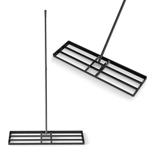 36" x 10" Lawn Leveling Rake, Heavy Duty Landscape Rake with 69" Handle, Non-Slip Grip & Flat Head, Space-Saving Lawn Level Tool for Garden, Backyard, Golf Course & Sports Field (Black) - color: Black