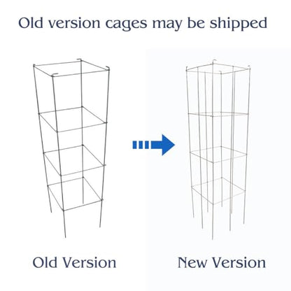 46" Height 12" Width 5PCS Galvanized Square Folding Tomato Cage,Plant Support Stake Tower - size: 12*46inch Sq-Galvanized-5Pack