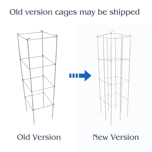 46" Height 12" Width 5PCS Galvanized Square Folding Tomato Cage,Plant Support Stake Tower - size: 12*46inch Sq-Galvanized-5Pack