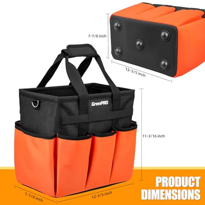 GRENPRO Garden Tool Bag, 10 Pockets, Adjustable Shoulder Strap, Orange - size: 13" Garden Tool Bag Orange
