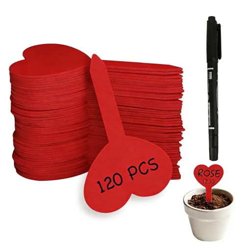Red Platic Plant Markers Plant Tags with Black Pen - color: Red