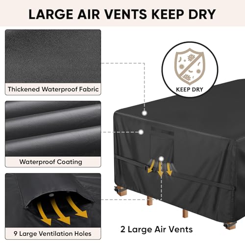 BALEINE Patio Furniture Covers Waterproof, Heavy Duty Outdoor Table Cover - color: Black, size: 108"L×82"W×28"H