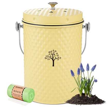 AOSION Countertop Kitchen Odorless Compost Bin with Removable Inner Bucket - color: Yellow