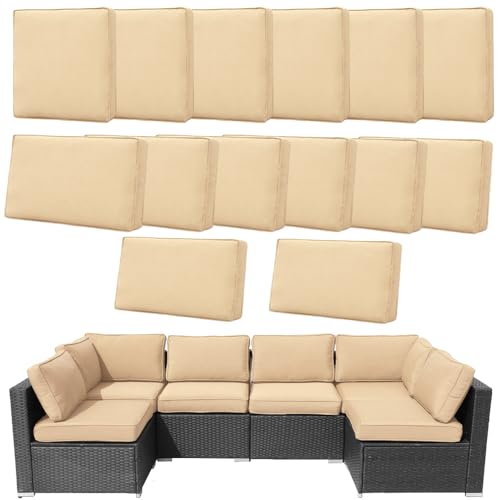 14Pcs Outdoor Cushion Covers Replacement Washable w/Zipper for 6-Seaters Sofa Patio Slipcovers Set Seat and Back Covers Only-25x25x3.15inch - color: Beige, size: 25x25x3.15inch