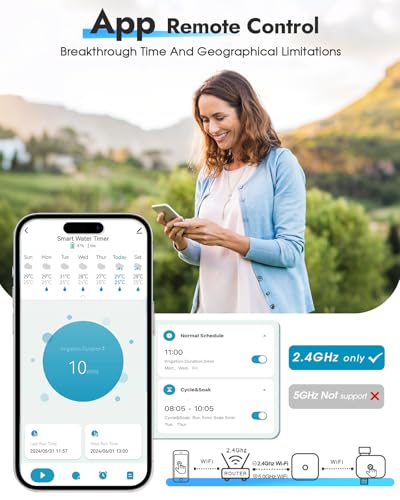 WiFi Sprinkler Timer, WiFi Water Timer for Garden, Smart Hose Timers with Hub Support 2.4GHz, App/Voice Control Work with Alexa & Google Assistant, Rain Delay & Manual Watering,for Yard Lawn Plant - size: WiFi Water Timer