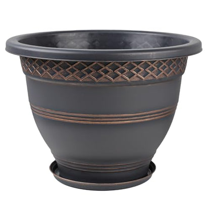 Usocik 16 Inch Outdoor Planters, 4 Pack, Copper Plaid - color: Copper, size: 16 Inch - 4 Pack