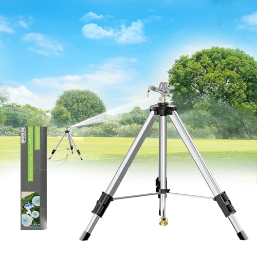 SPECILITE Brass Impact Sprinkler on Tripod Base, Waters up to 90ft, 50 inch