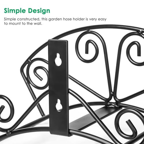 TomCare Garden Hose Holder, Heavy Duty 150 ft Capacity Hose Hanger - color: Black, size: M（13.2“ x 5.7” x 7"）