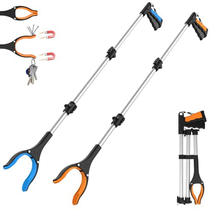 2-Pack 43" Extra Long Grabber Reacher Tool (Blue+Orange) - size: 2-Pack of 43In