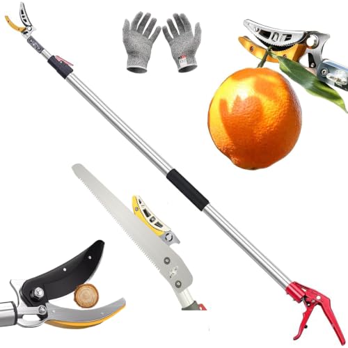 xixi-home 7.5-13 Ft Cut and Hold Pruning Trimmer,2 Sections Extendable Tree Pruner Lightweight Tree Trimmers,Long Reach Pole Saw Pruning Shears Telescoping Fruit Picker（2 blade heads） - size: 2.3-4m-2