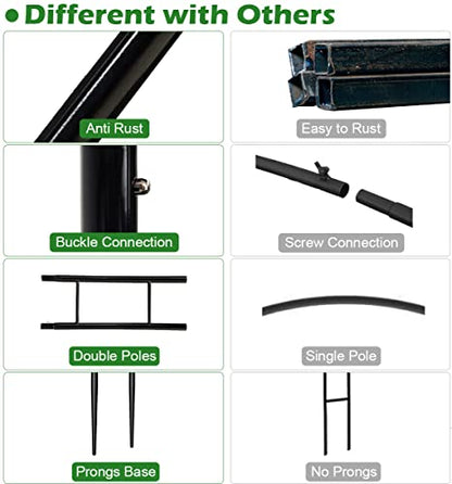 Queension Extra Large Garden Arch 7.2Ft Wide 9.2Ft High, Black - color: Black, size: 9.2FT