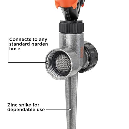 Black + Decker® 2-Arm Spinning Sprinkler with Zinc Spike – Compact, Adjustable, Secure Placement, 1,905 sq. ft. Lawn Coverage BD59412