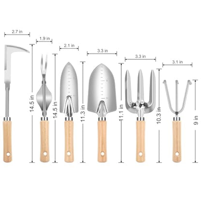 Weed Puller Tool, 6 Piece Stainless Steel Heavy Duty Weeding Tool, Weed Puller, Crack Weeder Tool, Weed Remover Tool with Ergonomic Wooden Handle, Gardening Gifts for Women - style: 6 Pieces