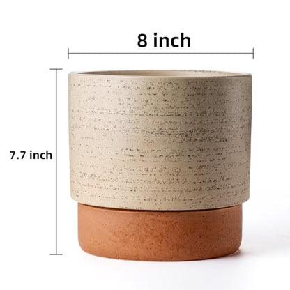 8 Inch Ceramic Self Watering Planter with Drainage Hole, Brush - color: Brush, size: Medium