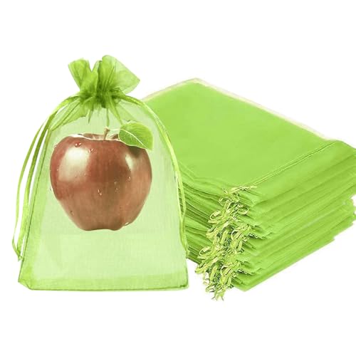 Fruit Protection Bags, Fetanten 6x8 in Mesh Drawstring Bag for Fruit Trees - size: 6 x 8 Inch 100pcs