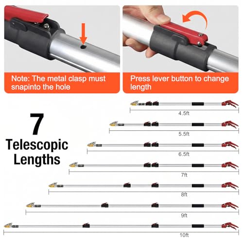10FT Telescopic Pole Pruner, Extendable Tree Pruner with Fruit Picker