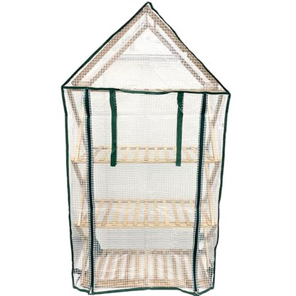 Ferry-Morse Plant Stand - Multi-Tier Indoor Outdoor with Roof Cover - Bamboo - size: Indoor Plant Stand, Roof Attachments & Cover