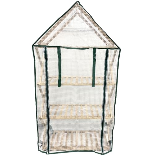 Ferry-Morse Plant Stand - Multi-Tier Indoor Outdoor with Roof Cover - Bamboo - size: Indoor Plant Stand, Roof Attachments & Cover