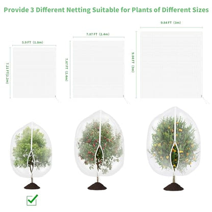 afzdby Large Garden Mesh Netting with Zipper and Drawstring,Plants Cover Protection from Anti Birds,Bugs,Cicadas,and Insects-Pest Barrier Bag for Blueberry Bushes,Tomatoes,Citrus,Fruit Tree - size: 7.21 × 5.9 FT