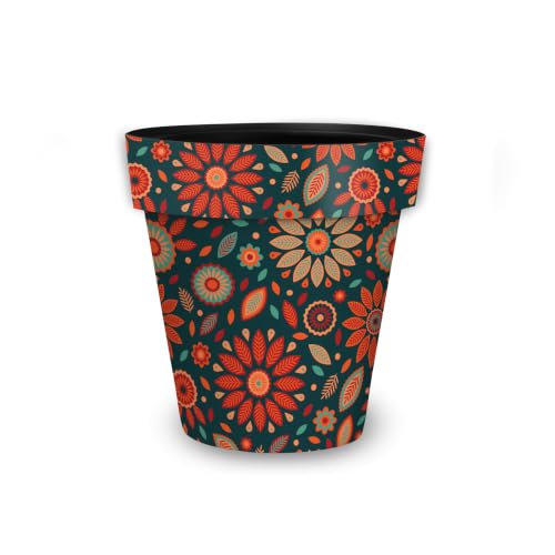 Briarwood Lane Everyday Planter 8.5" x 8.5" x 8.5" Orange and Teal Floral Small Planter - color: Org Teal Flor, size: Small