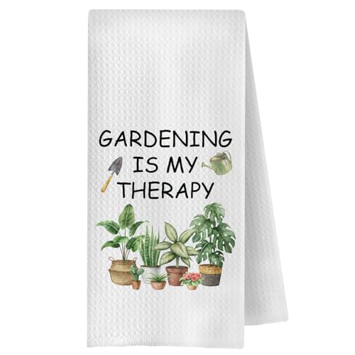 Gardener Gifts Kitchen Towels, Plant Lover Mom Lady Gifts Dish Tea Towel for Kitchen Decor, Gardening is My Therapy Decorative Hand Towels for Bathroom, 16x24 Inches - color: Gardening is My Therapy