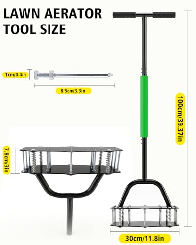 Lawn Aerator Spike Tool - 17 Iron Spikes with T-Handle for Yard and Garden