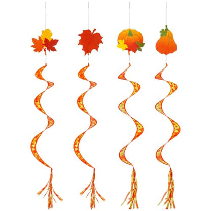 Beeveer 4 Pcs Fall Wind Socks Outdoor Hanging Nylon Windsock Spinners - style: Fall