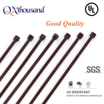 Dark Brown Zip Ties 10 Inch Cable Ties 100 Pack Outdoor Use - size: 10"-brown-100 pcs