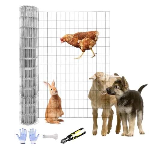 Tongmo 4 ft x 100 ft Galvanized Welded Wire Fence, 16GA Garden Chicken Wire Fence Roll, Mesh Size 2" x 4"Hardware Cloth, Ideal for Yard Protection and Poultry Netting - color: Galvanized, size: 4ft*100ft