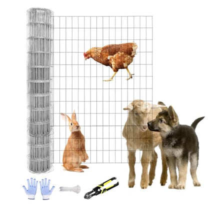 Tongmo 4 ft x 100 ft Galvanized Welded Wire Fence, 16GA Garden Chicken Wire Fence Roll, Mesh Size 2" x 4"Hardware Cloth, Ideal for Yard Protection and Poultry Netting - color: Galvanized, size: 4ft*100ft